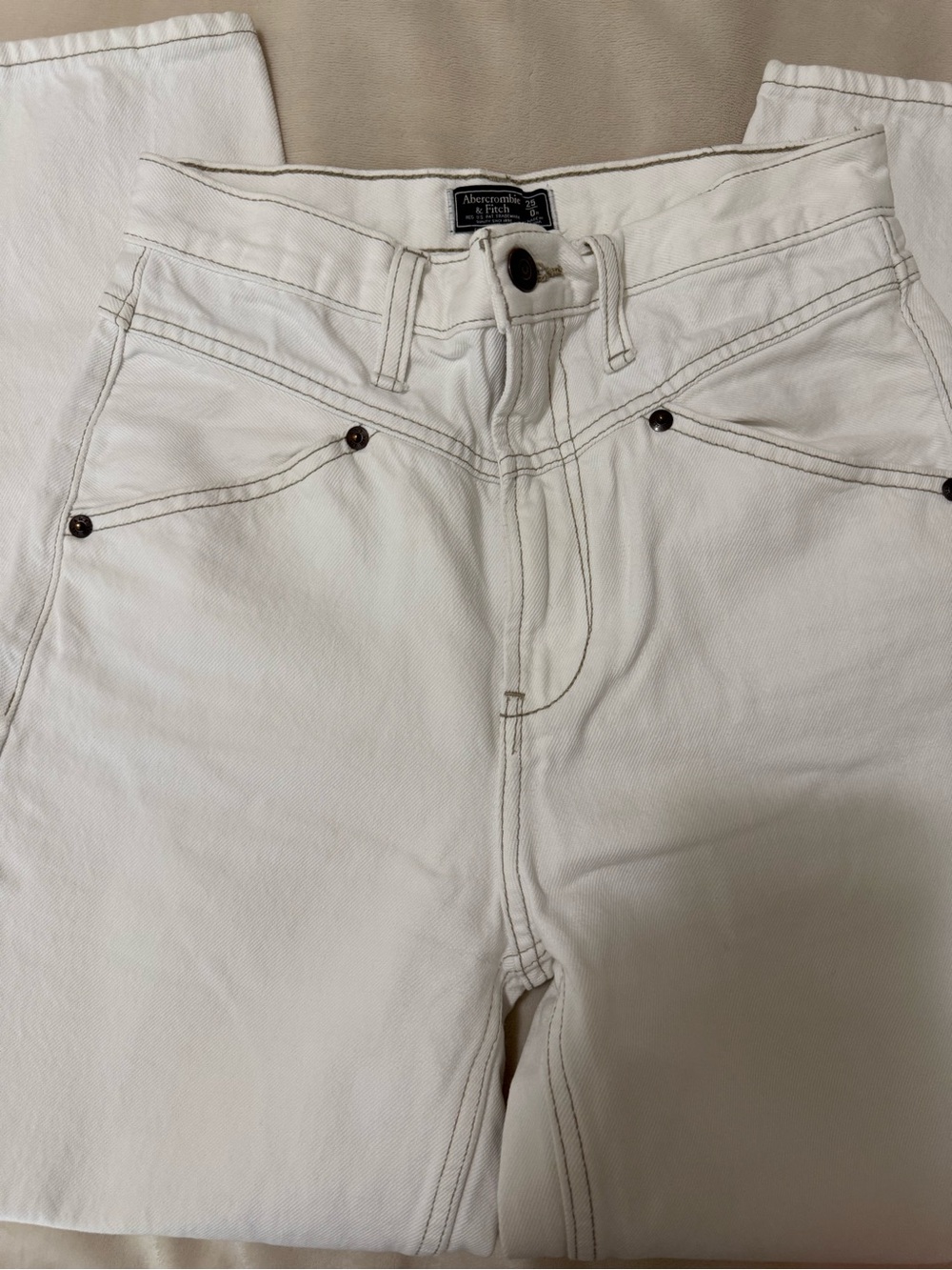 Abercrombie & Fitch White Straight Leg Jeans